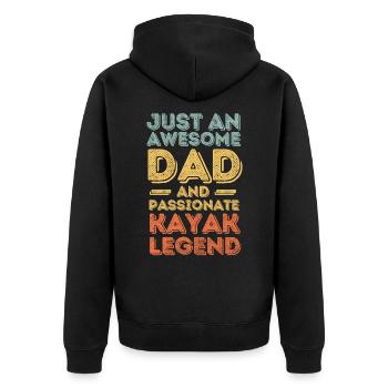 Papa Kayak retro - Unisex Premium Organic Zip Hoodie - black - Back - Nico (187cm)