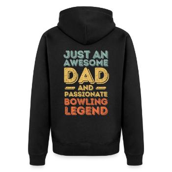 Papa Bowling retro - Unisex Premium Bio Zip Hoodie - Schwarz - Hinten - Nico (187cm)