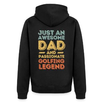 Dad golfing retro - Unisex Premium Organic Zip Hoodie - black - Back - Nico (187cm)