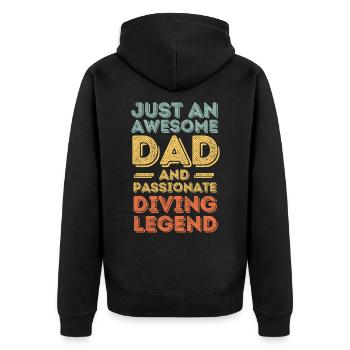 Papa Tauchen retro - Unisex Premium Bio Zip Hoodie - Schwarz - Hinten - Nico (187cm)