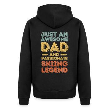Papa Ski retro - Unisex Premium Bio Zip Hoodie - Schwarz - Hinten - Nico (187cm)