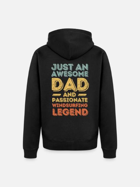 Dad windsurfing retro - Unisex Premium Organic Zip Hoodie - black