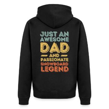 Papa Snowboard retro - Unisex Premium Bio Zip Hoodie - Schwarz - Hinten - Nico (187cm)