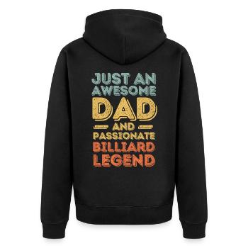 Papa Billiard retro - Unisex Premium Bio Zip Hoodie - Schwarz - Hinten - Nico (187cm)