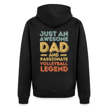 Papa Volleyball retro - Unisex Premium Bio Zip Hoodie - Schwarz - Hinten - Nico (187cm)