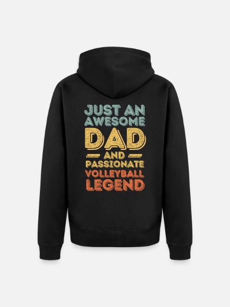 Papa Volleyball retro - Unisex Premium Organic Zip Hoodie - black