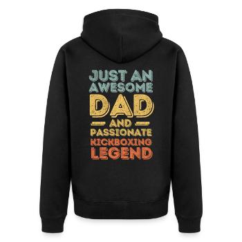 Papa Kickboxen retro - Unisex Premium Bio Zip Hoodie - Schwarz - Hinten - Nico (187cm)