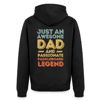Papa Paddleboard retro - Unisex Premium Bio Zip Hoodie - Schwarz - Hinten - Nico (187cm)