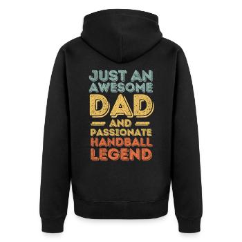 Papa Handball rétro - Veste à capuche bio Premium Unisexe - noir - Dos - Nico (187cm)