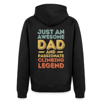Papa Klettern retro - Unisex Premium Bio Zip Hoodie - Schwarz - Hinten - Nico (187cm)