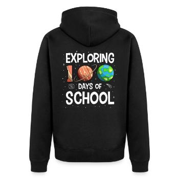 100 Days of School Space Planet Astronaut - Unisex Premium Organic Zip Hoodie - black - Back - Nico (187cm)
