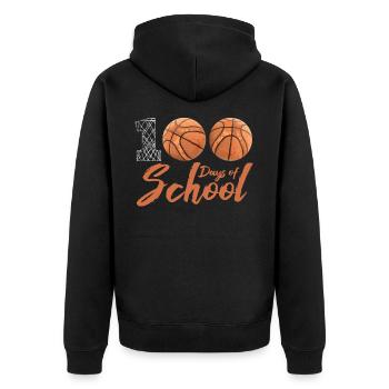100 Days of School Schule Ball Basketballspieler - Unisex Premium Bio Zip Hoodie - Schwarz - Hinten - Nico (187cm)