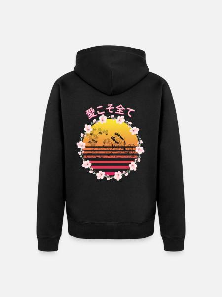 桜の日本語 Love is everything! - Unisex Premium Organic Zip Hoodie - black