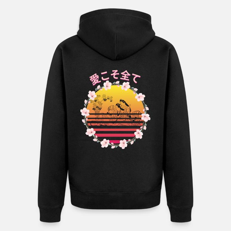 桜の日本語 Love is everything! - Unisex Premium Bio Zip Hoodie - Schwarz