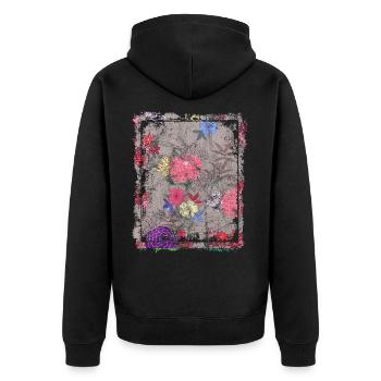Japanese Floral Pattern Chrysanthemum Cherry - Unisex Premium Organic Zip Hoodie - black - Back - Nico (187cm)