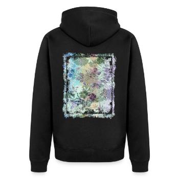 Japanese Floral Pattern Chrysanthemum Cherry - Unisex Premium Organic Zip Hoodie - black - Back - Nico (187cm)