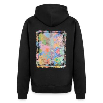 Japanisches Blumenmuster Chrysanthemenkirsche - Unisex Premium Bio Zip Hoodie - Schwarz - Hinten - Nico (187cm)