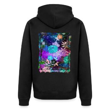 Japanese Floral Pattern Chrysanthemum Cherry - Unisex Premium Organic Zip Hoodie - black - Back - Nico (187cm)