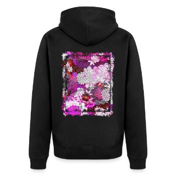 Japanese Floral Pattern Chrysanthemum Cherry - Unisex Premium Organic Zip Hoodie - black - Back - Nico (187cm)