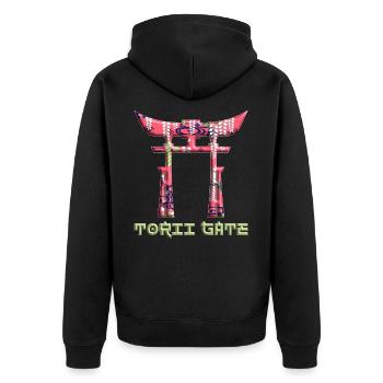 Torii Symbole bouddhiste traditionnel japonais 49 - Veste à capuche bio Premium Unisexe - noir - Dos - Nico (187cm)