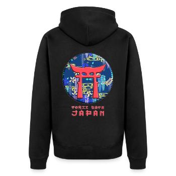 Torii Traditional Japanese Gate Mountain Floral - Unisex Premium Organic Zip Hoodie - black - Back - Nico (187cm)