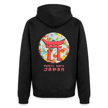 Symbole bouddhiste de la porte traditionnelle japonaise Torii - Veste à capuche bio Premium Unisexe - noir - Dos - Nico (187cm)