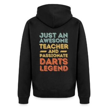 Teacher Dart retro - Unisex Premium Organic Zip Hoodie - black - Back - Nico (187cm)