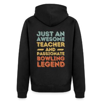 Lehrer Bowling retro - Unisex Premium Bio Zip Hoodie - Schwarz - Hinten - Nico (187cm)