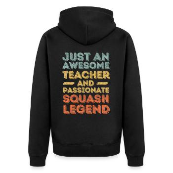 Teacher Squash retro - Unisex Premium Organic Zip Hoodie - black - Back - Nico (187cm)