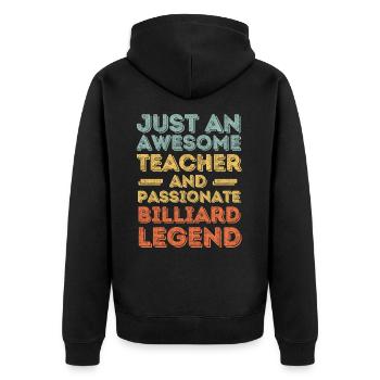 Lehrer Billard retro - Unisex Premium Bio Zip Hoodie - Schwarz - Hinten - Nico (187cm)