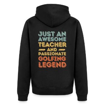 Lehrer Golfen retro - Unisex Premium Bio Zip Hoodie - Schwarz - Hinten - Nico (187cm)