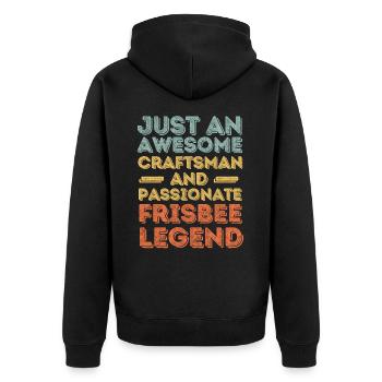 Artisan Frisbee retro - Unisex Premium Organic Zip Hoodie - black - Back - Nico (187cm)