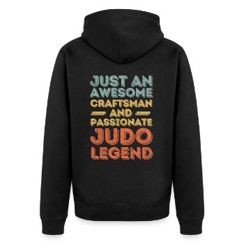 Craftsman Judo retro - Unisex Premium Organic Zip Hoodie - black - Back - Nico (187cm)
