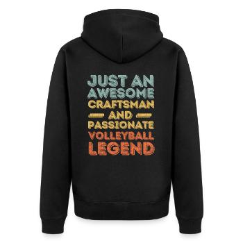 Handwerker Volleyball retro - Unisex Premium Bio Zip Hoodie - Schwarz - Hinten - Nico (187cm)