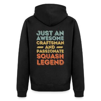 Artisan Squash retro - Unisex Premium Organic Zip Hoodie - black - Back - Nico (187cm)
