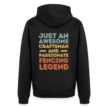 Handwerker Fechten retro - Unisex Premium Bio Zip Hoodie - Schwarz - Hinten - Nico (187cm)