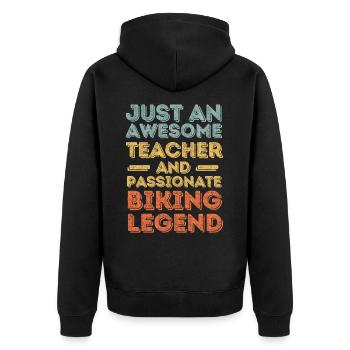 Lehrer Radfahren retro - Unisex Premium Bio Zip Hoodie - Schwarz - Hinten - Nico (187cm)