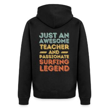 Instructor Surfing retro - Unisex Premium Organic Zip Hoodie - black - Back - Nico (187cm)