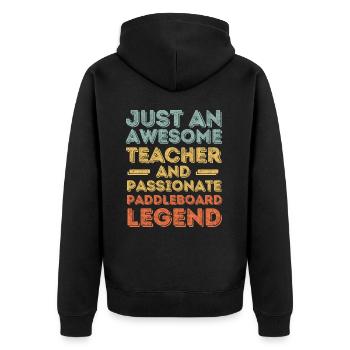 Lehrer Paddleboard retro - Unisex Premium Bio Zip Hoodie - Schwarz - Hinten - Nico (187cm)