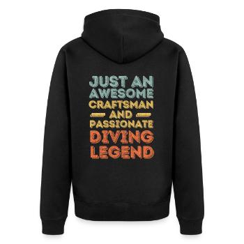 Artisan diving retro - Unisex Premium Organic Zip Hoodie - black - Back - Nico (187cm)