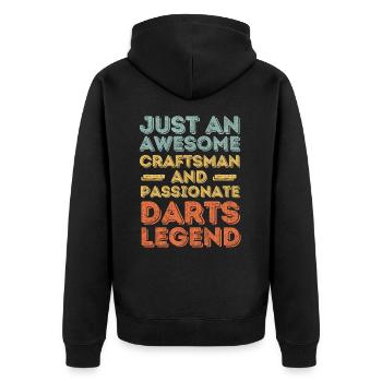 Craftsman Dart retro - Unisex Premium Organic Zip Hoodie - black - Back - Nico (187cm)