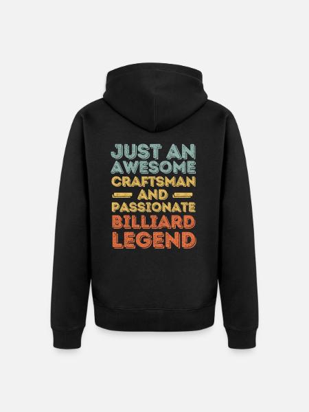 Craftsman billiards retro - Unisex Premium Organic Zip Hoodie - black