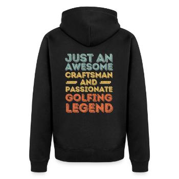Craftsman golfing retro - Unisex Premium Organic Zip Hoodie - black - Back - Nico (187cm)