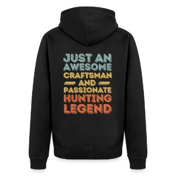 Artisan hunting retro - Unisex Premium Organic Zip Hoodie - black - Back - Nico (187cm)