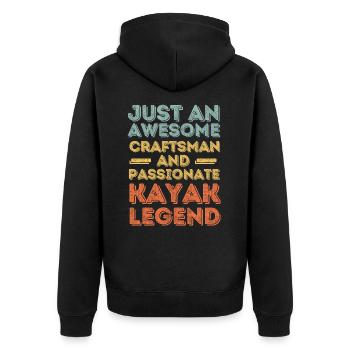 Craftsman Kayak retro - Unisex Premium Organic Zip Hoodie - black - Back - Nico (187cm)