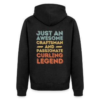 Craftsman Curling retro - Unisex Premium Organic Zip Hoodie - black - Back - Nico (187cm)