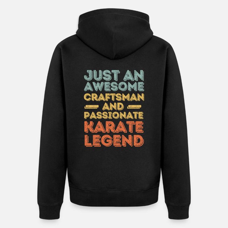 Handwerker Karate retro - Unisex Premium Bio Zip Hoodie - Schwarz