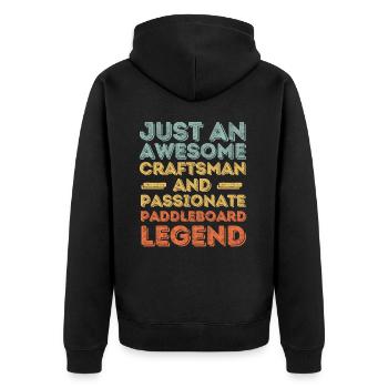 Handwerker Paddleboard retro - Unisex Premium Bio Zip Hoodie - Schwarz - Hinten - Nico (187cm)
