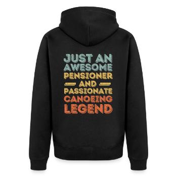 Rentner Kanu retro - Unisex Premium Bio Zip Hoodie - Schwarz - Hinten - Nico (187cm)