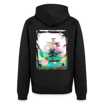 Japan Teekanne Blumenmuster Chrysantheme Kirsche - Unisex Premium Bio Zip Hoodie - Schwarz - Hinten - Nico (187cm)